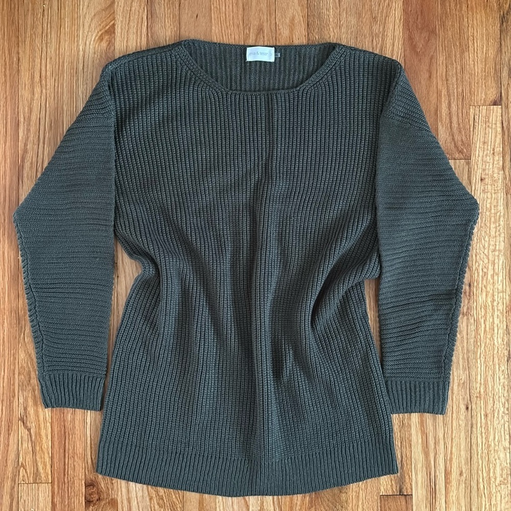 Mia & Tees Oversized Sweater Dress Women’s Sz Medium Green Cabin Core Knit